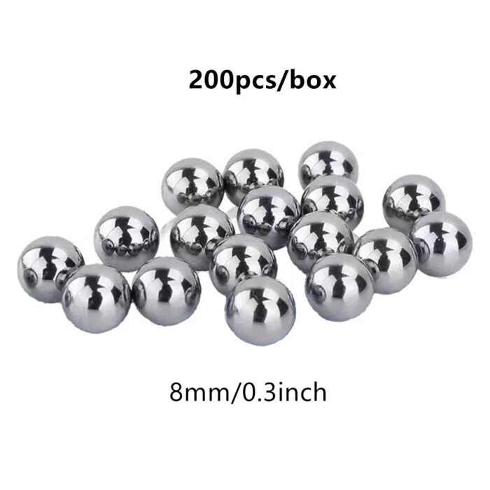 Arightmu 200 Pcs/Set Carbon Steel Bearing Balls,Steel Balls,Steel Bearing Balls – Durable Slingshot Ammo, Fishing Gear, Camping & Bike Bearings (Silver-8mm) - Image 3