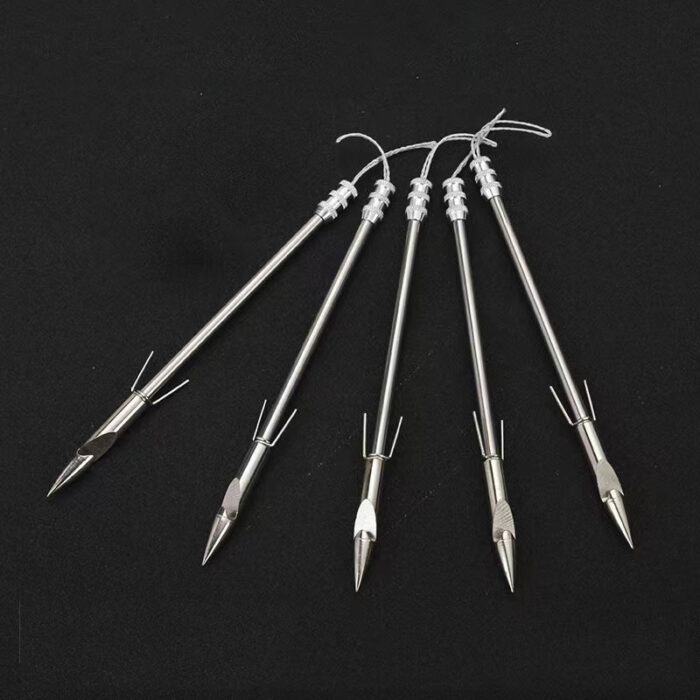 Wolike Fishing Arrow, 5pcs Stainless Steel Fishing Broadheads Bowfishing Darts Hunting Arrow Heads Point Tips for Hunting Pro Slingshot Catapult Target Game(15cm/5.9”) - Image 6