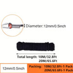 Wolike 10,20 Meters Length Professional Climbing Rope Rappelling Abseiling Rope Outdoor Excursions Accessories 10mm Diameter 12KN Escape High Resistance Rope With Two Carabiners - Image 3