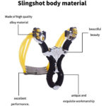 Wolike Stainless Steel Outdoor Hunting Slingshot Powerful Aluminium Alloy Slingshot With Rubber Band Catapult Outdoor Hunting Fishing Slingshot(Black) - Image 3