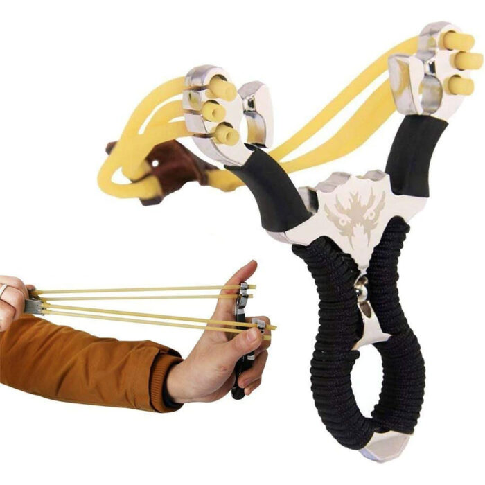 Wolike Stainless Steel Outdoor Hunting Slingshot Powerful Aluminium Alloy Slingshot With Rubber Band Catapult Outdoor Hunting Fishing Slingshot(Black) - Image 6