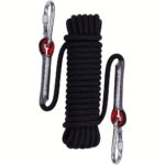 Wolike 10,20 Meters Length Professional Climbing Rope Rappelling Abseiling Rope Outdoor Excursions Accessories 10mm Diameter 12KN Escape High Resistance Rope With Two Carabiners