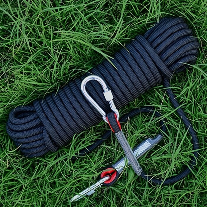 Wolike 10,20 Meters Length Professional Climbing Rope Rappelling Abseiling Rope Outdoor Excursions Accessories 10mm Diameter 12KN Escape High Resistance Rope With Two Carabiners - Image 8